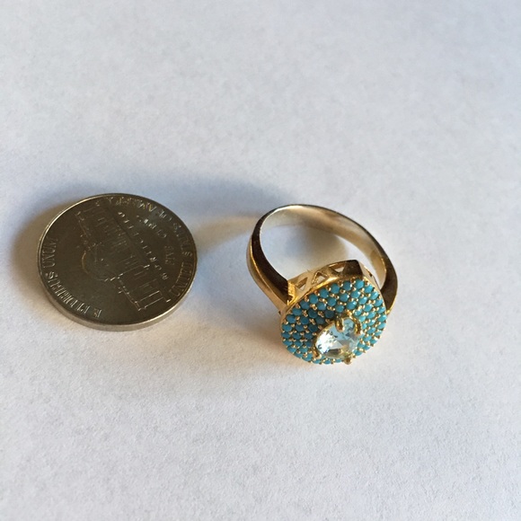 Drip turquoise silver ring, sz 8 - Picture 6 of 7